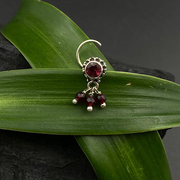 Deep Maroon Hanging Beads Nose Pin